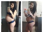 Bella Falconi compara barriga antes e depois de dar à luz