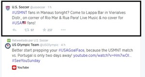 Twitter da seleção dos EUA convoca torcedores para encontro em bar de Manaus (Foto: Reprodução)