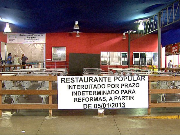 Restaurante Popular de Barretos, SP, foi interditado pela Vigilância Sanitária (Foto: Cláudio Oliveira/ EPTV)