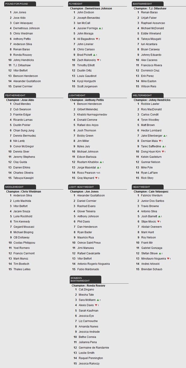 Ranking UFC 19/08/2014 (Foto: Editoria de Arte)