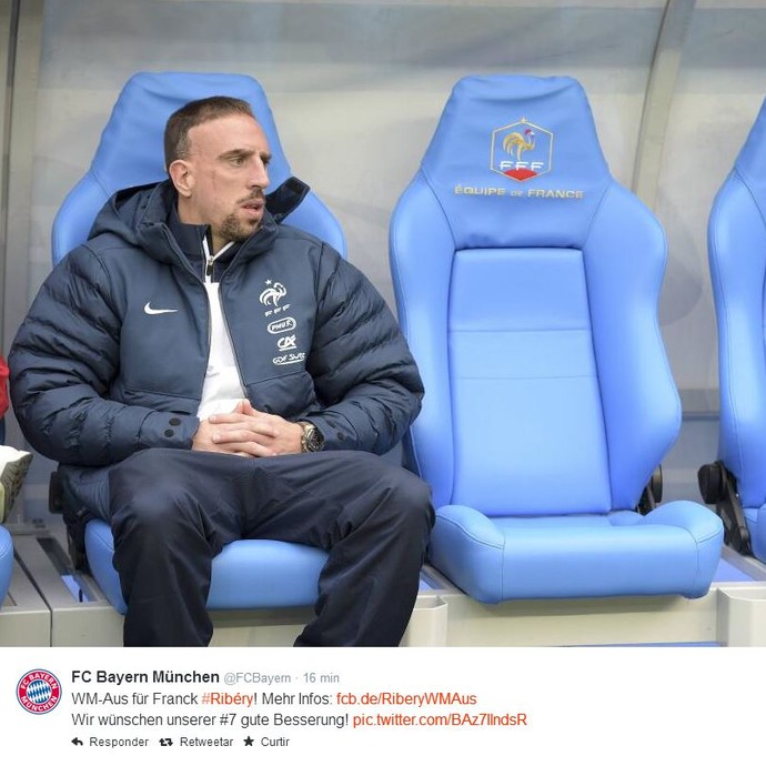 Bayern de Munique também lamenta ausência de Ribéry (Foto: Reprodução)