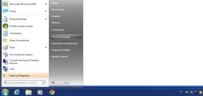 Caminho para acessar Painel de Controle no Windows (Foto: Reprodução/Raquel Freire)