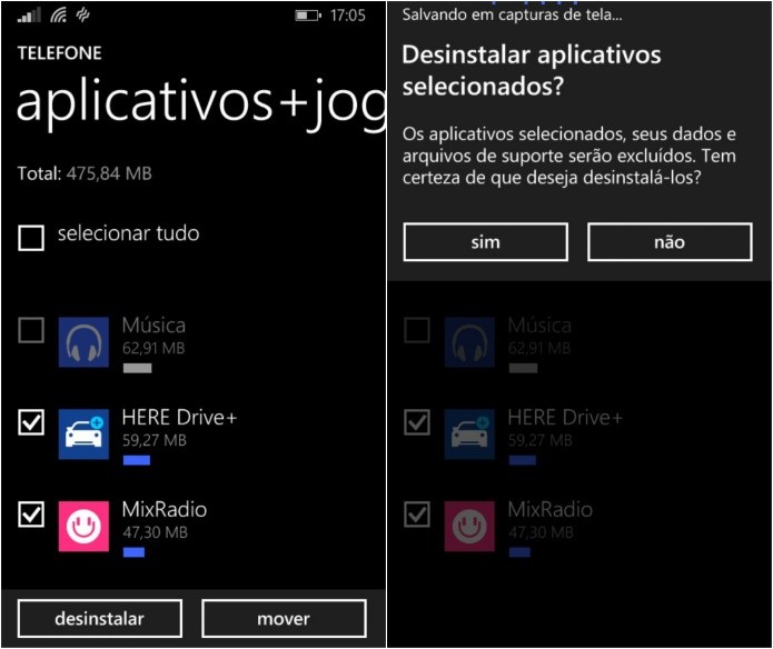 Desinstalando vários aplicativos de uma vez (Foto: Reprodução/Helito Bijora)