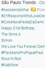 Trending Topics em SP às 17h09. (Foto: Reprodução/Twitter.com)