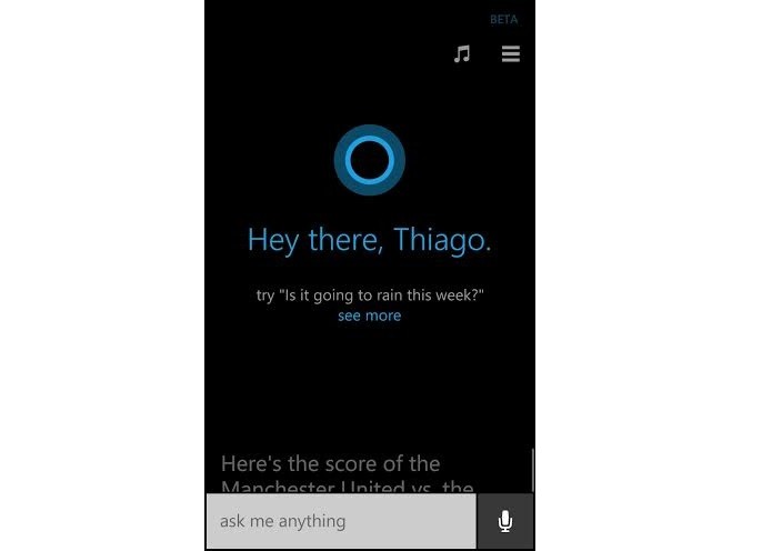 Cortana identifica seu nome (Foto: Thiago Barros)