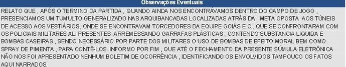 Goiás x São Paulo - trecho da súmula (Foto: Reprodução)