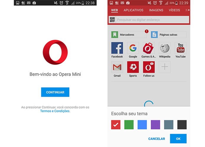 Navegador Opera Mini é mais leve e promete economizar dados do celular (Foto: Reprodução/Barbara Mannara)