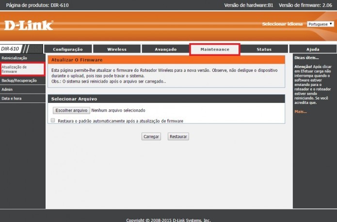 Acesse a rotina de atualização de firmware (Foto: Reprodução/Paulo Vasconcellos)