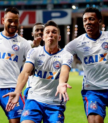 Bahia x Goiás, Juninho comemora gol (Foto: Felipe Oliveira / divulgação / EC Bahia)