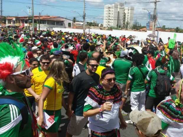 Mexicanos foram a maioria no Castelão (Foto: Diana Vasconcelos/G1)