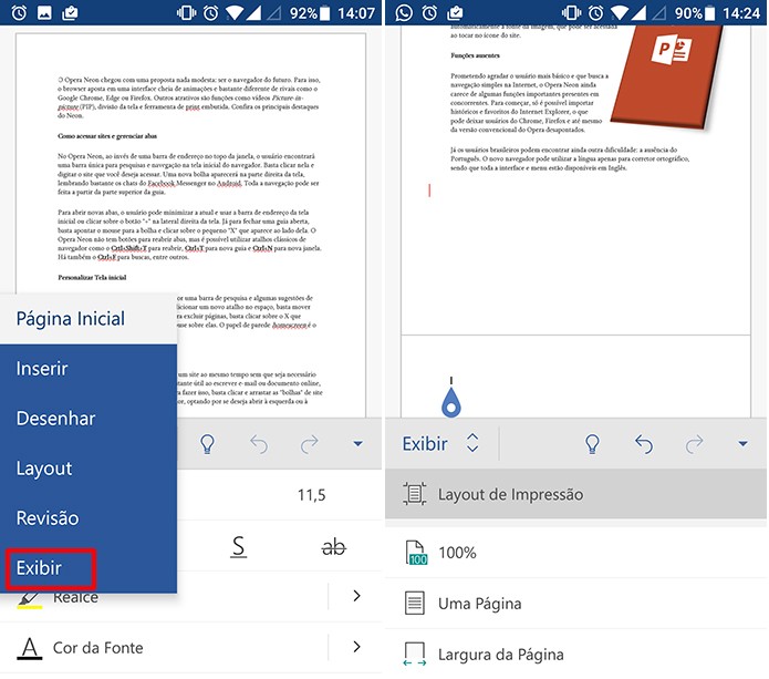 Usuário pode mudar a exibição de página para visualizar configurações (Foto: Reprodução/Elson de Souza)