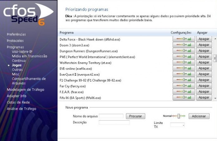 Softwares como cFosSpeed modelam a rede para que programas específicos usam uma maior parcela da Internet (Foto: Divulgação)