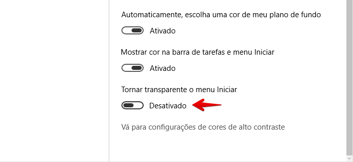 Desativando os efeitos de transparência (Foto: Reprodução/Helito Bijora)