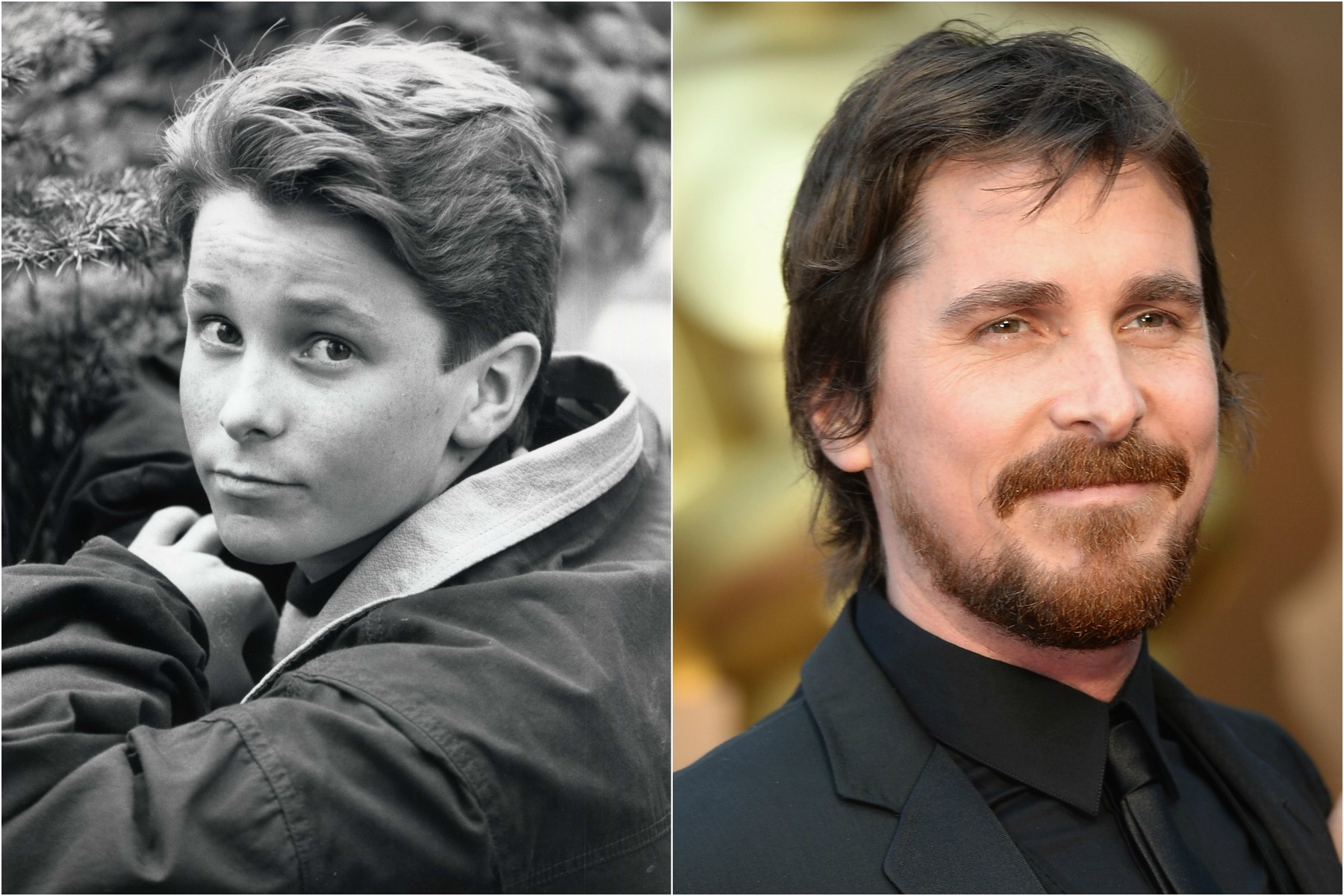 Christian Bale começou a trabalhar na televisão na década de 80, quando não tinha nem 13 anos. Atualmente tem 40. (Foto: Divulgação e Getty Images)