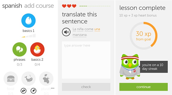 Duolingo é um aplicativo que ensina inglês e espanhol de maneira divertida (Foto: Divulgação/Windows Phone Store)