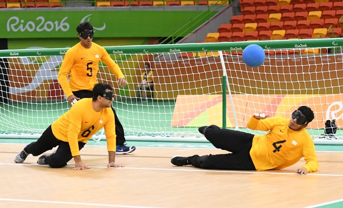 Brasil e China se enfrentam no goalball da Paralimpíada do Rio 2016 (Foto: André Durão)