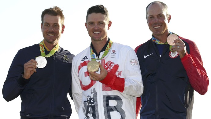 Henrik Stenson (prata), Justin Rose (ouro) e Matt Kuchar (bronze) - golfe (Foto: Reuters)
