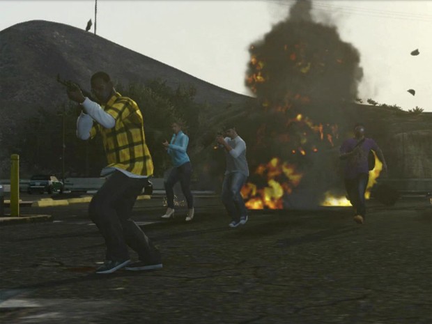 Cena de 'Grand Theft Auto Online', o modo multiplayer de 'GTA V' (Foto: Reprodução)