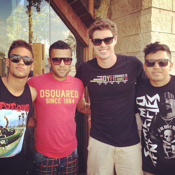 Neymar, Daniel Alves, Bruninho e Gilmar Araujo (Foto: Instagram/Reprodução)