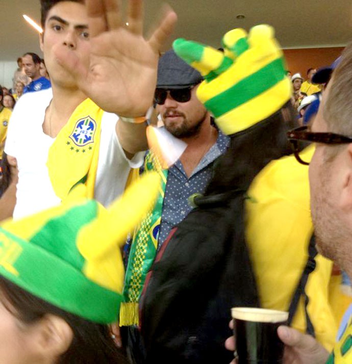 Leonardo Di Caprio no jogo do Brasil x Croácia 2