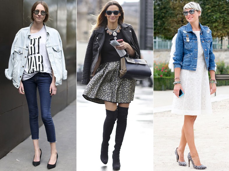 Uma jaqueta, seja ela jeans ou de couro, é sempre bem-vinda na meia-estação. Use com um vestido ou saia para um look mais elegante. Opte por uma calça se quiser um visual mais despojado