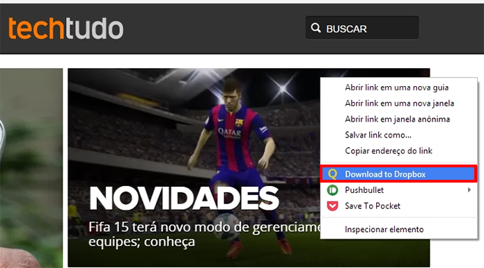 Transfira imagens e arquivos da web direto para o Dropbox (Foto: Reprodução/Paulo Alves)