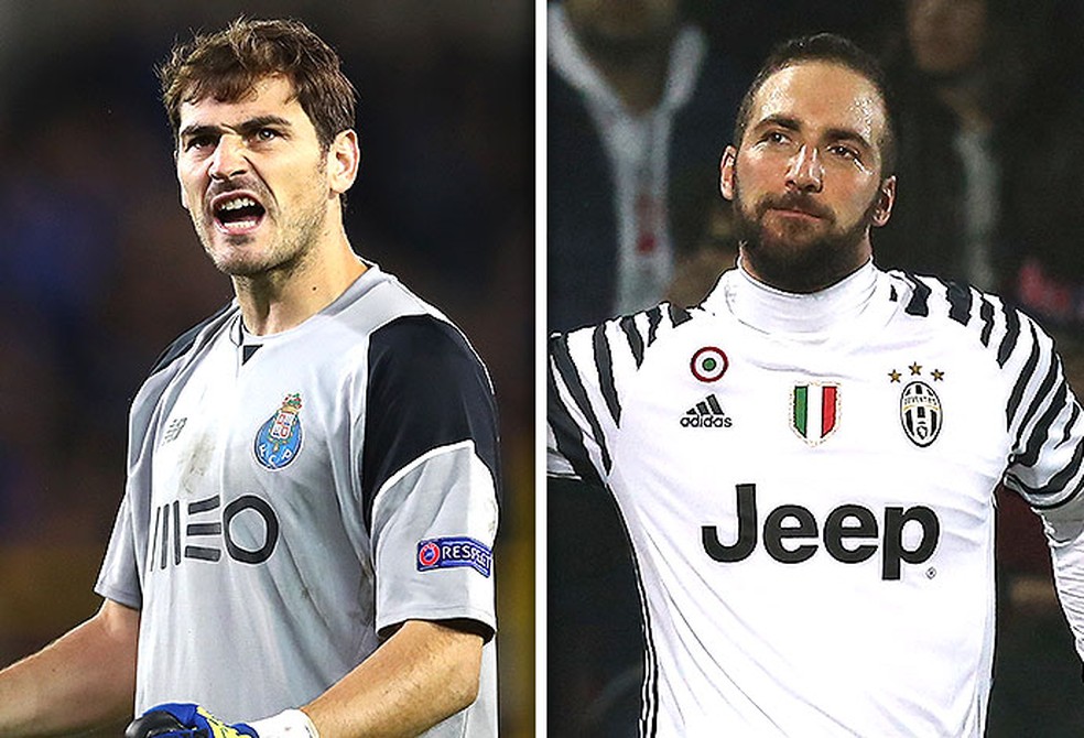 Destaque do Porto está no gol: o veterano Casillas. No Juventus, estrela é o atacante Higuaín (Foto: Editoria de arte)
