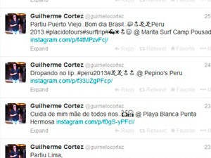 Guilherme Cortez posta mensagens sobre a viagem ao Peru (Foto: Reprodução/Twitter)
