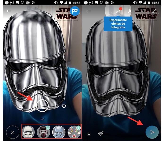 Adicione máscaras em fotos feitas com a câmera do Skype para Android (Foto: Reprodução/Marvin Costa) Adicione máscaras em fotos feitas com a câmera do Skype para Android (Foto: Reprodução/Marvin Costa)