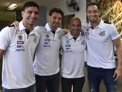 Elano, Léo, Renato e Ricardo Oliveira, Santos (Foto: Ivan Storti/Santos FC)