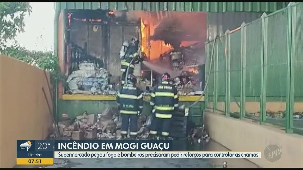 Incêndio atinge supermercado em Mogi Guaçu e Corpo de Bombeiros aciona