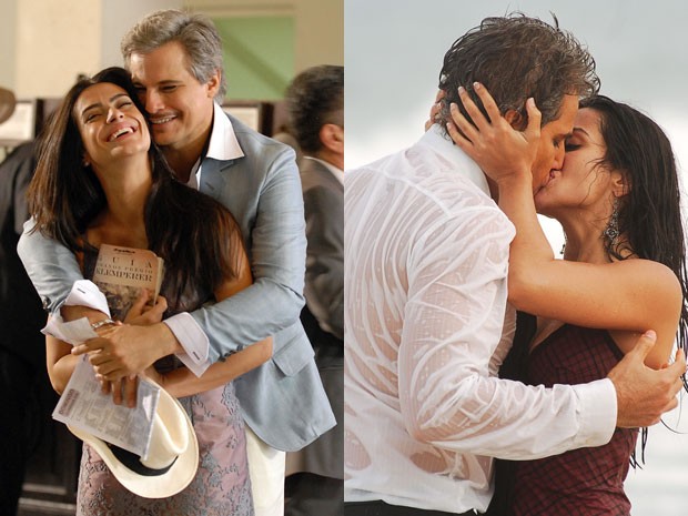 Cleo Pires e Edson Celulari em 'Araguaia' (2010) e 'América' (2005) (Foto: Divulgação/TV Globo)