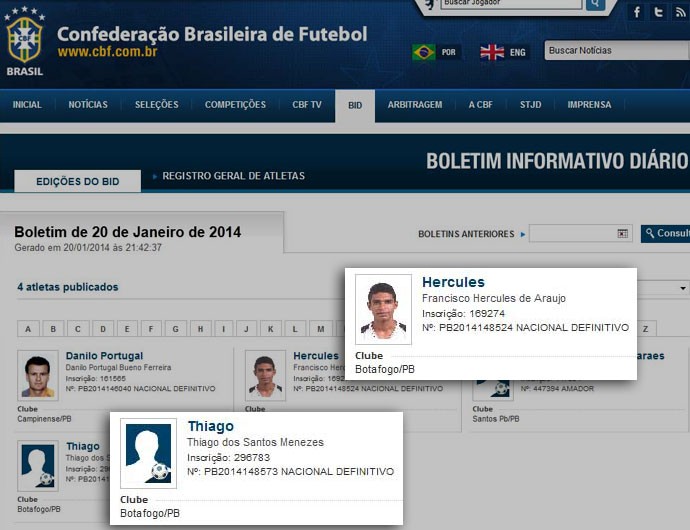 CBF Hercules e Thiago (Foto: Divulgação / CBF) CBF Hercules e Thiago (Foto: Divulgação / CBF)