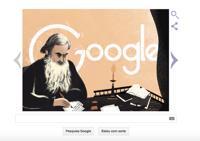 Doodle do Google de Leo Tolstoy, autor Guerra e Paz (Foto: Reprodução/Google)