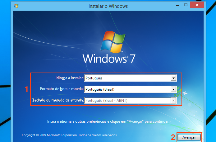 Escolhendo as opções de localização do Windows 7 (Foto: reprodução/Edivaldo Brito)