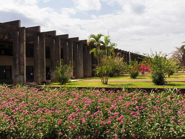 Jardins internos no Instituto Central de Ciências (ICC) no campus da Asa Norte da Universidade de Brasília (Foto: Mariana Costa/Secom UnB)