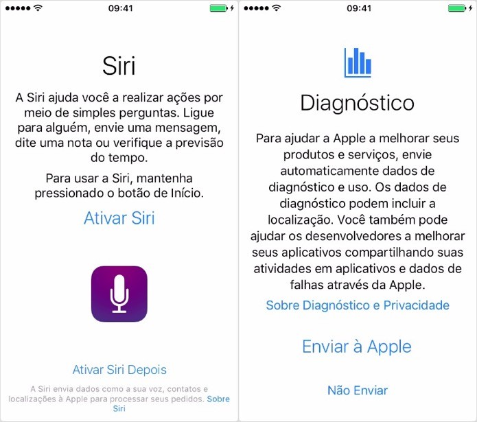 Ativando a Siri e configurando envio de dados à Apple (Foto: Reprodução/Helito Bijora)