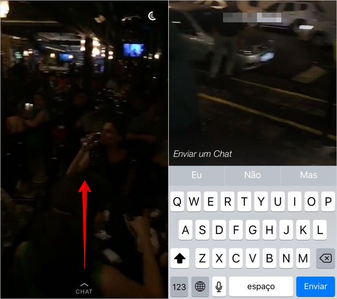 Respondendo uma história no Snapchat (Foto: Reprodução/Helito Bijora)