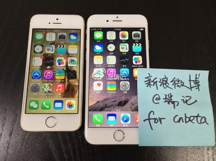 iPhone 5 e suposto iPhone 6 lado a lado em foto vazada (Foto: Reprodução/9to5Mac) (Foto: iPhone 5 e suposto iPhone 6 lado a lado em foto vazada (Foto: Reprodução/9to5Mac)) iPhone 5 e suposto iPhone 6 lado a lado em foto vazada (Foto: Reprodução/9to5Mac) (Foto: iPhone 5 e suposto iPhone 6 lado a lado em foto vazada (Foto: Reprodução/9to5Mac))