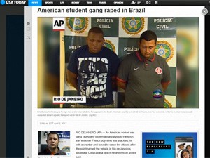 USA Today repercute o caso da estudante americana estuprada no Rio (Foto: Reprodução/USA Today)