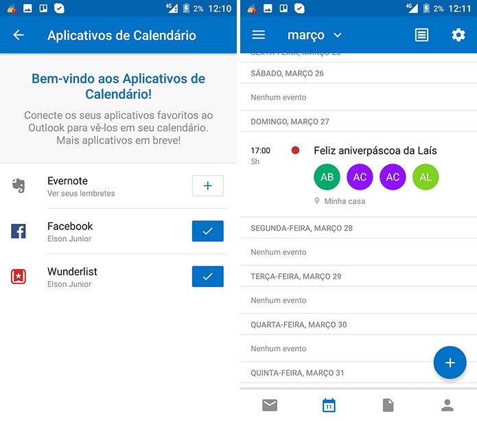 Outlook passará a mostrar informações do Facebook e outros aplicativos no calendário (Foto: Reprodução/Elson de Souza)
