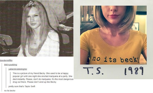 Postagem original no Tumblr e a camiseta de Taylor Swift (Foto: Reprodução/Tumblr)