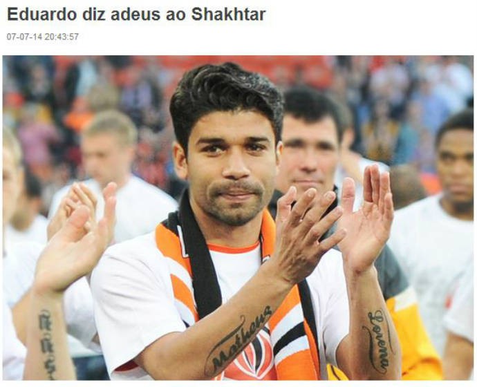 Eduardo da Silva se despediu do Shakhtar em carta (Foto: Reprodução)