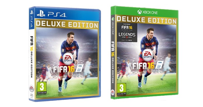 Messi com seu novo uniforme estrela da capa da versão internacional de Fifa 16 (Foto: Divulgação/EA Sports)