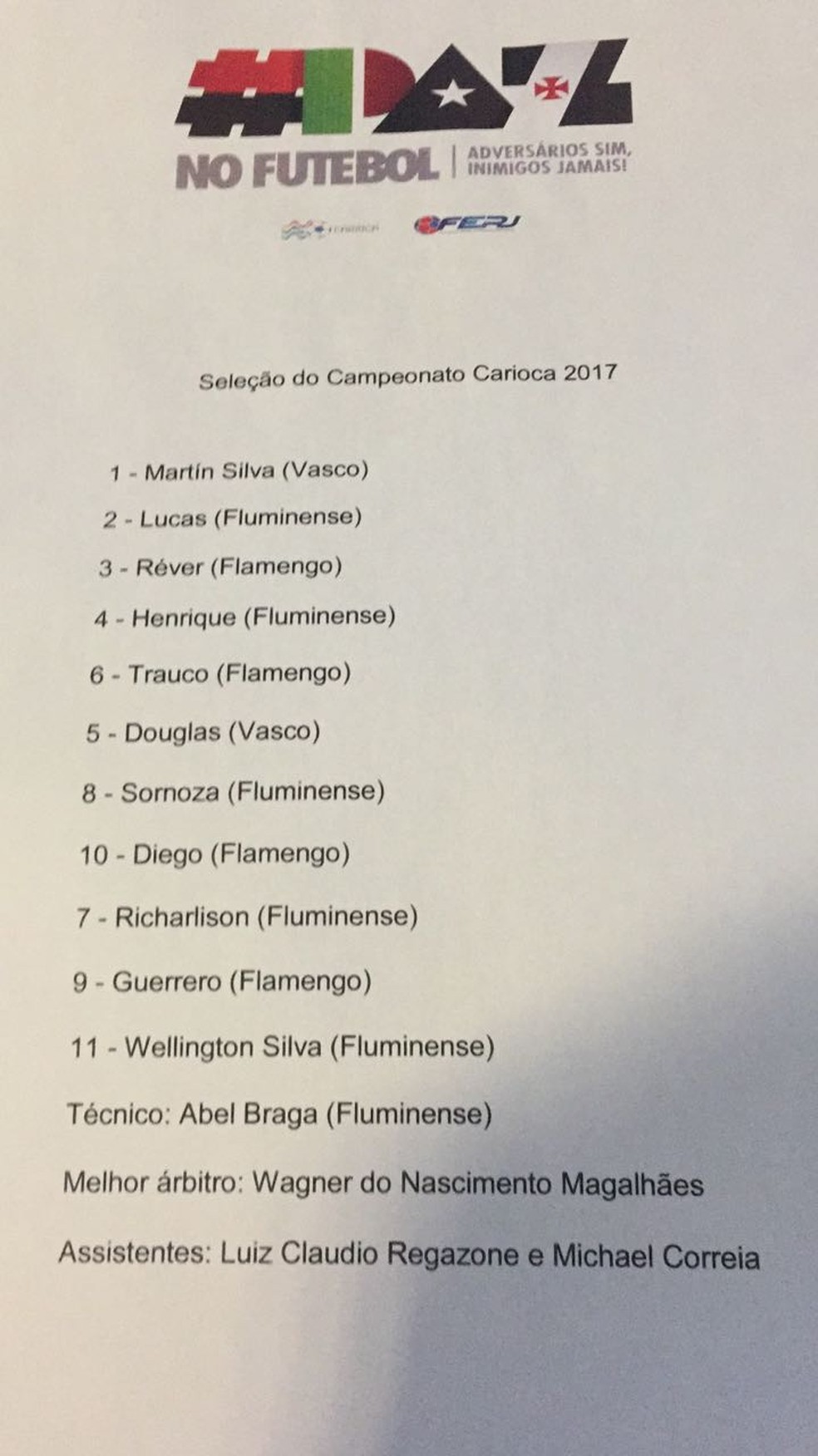 Seleção do Campeonato Carioca 2017 (Foto: Edgard Maciel de Sá)