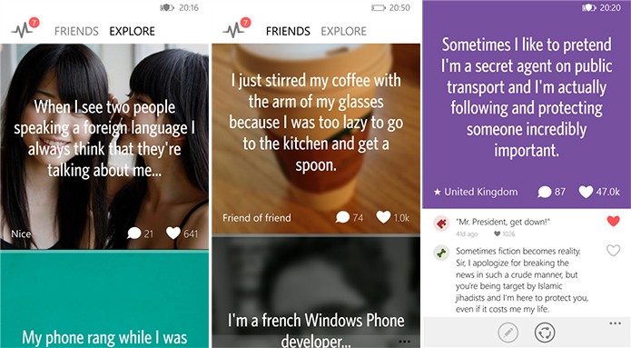 6cret é um cliente do Secret para Windows Phone no qual usuários podem compartilhar segredos (Foto: Divulgação/Windows Phone Store)