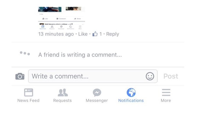 Facebook vai permitir que amigos saibam que você está digitando um comentário (Foto: Reprodução/Matt Navarra) Facebook vai permitir que amigos saibam que você está digitando um comentário (Foto: Reprodução/Matt Navarra)