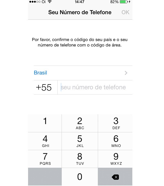 Confira se inseriu o número correto do celular (Reprodução/Taysa Coelho)