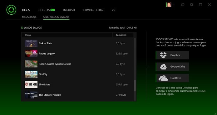 Use o Dropbox, OneDrive ou Google Drive para armazenar seus saves (Foto: Reprodução/Cássio Barbosa)