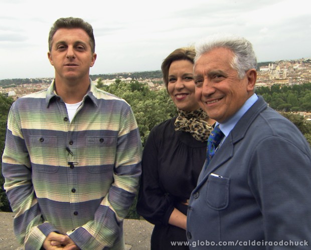 Huck, Maribel e Mario no Encontrar Alguém, em Roma (Foto: Caldeirão do Huck/TV Globo)